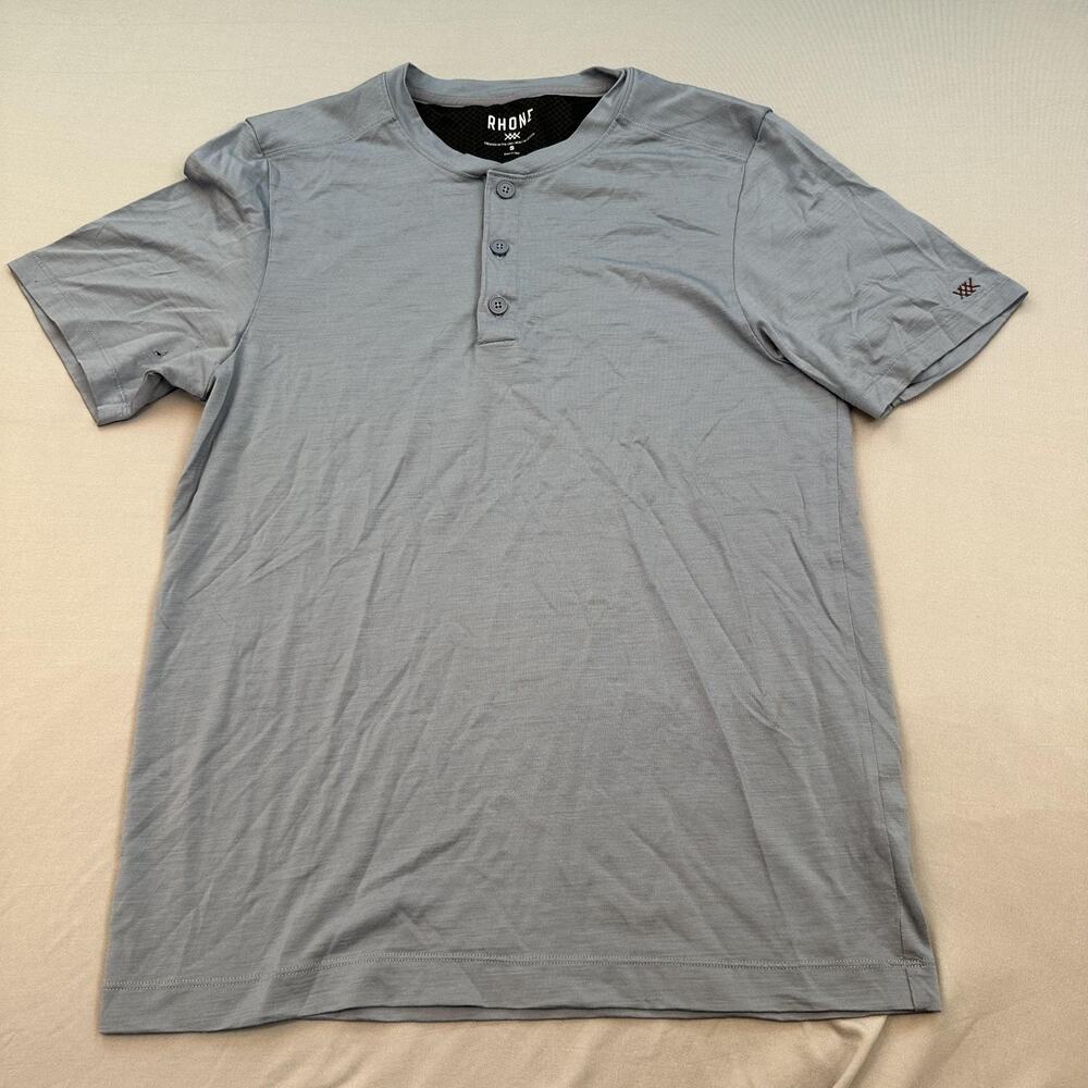 Rhone Shirt Mens Small Gray Blue Henley Lightweight Casual Athleisure